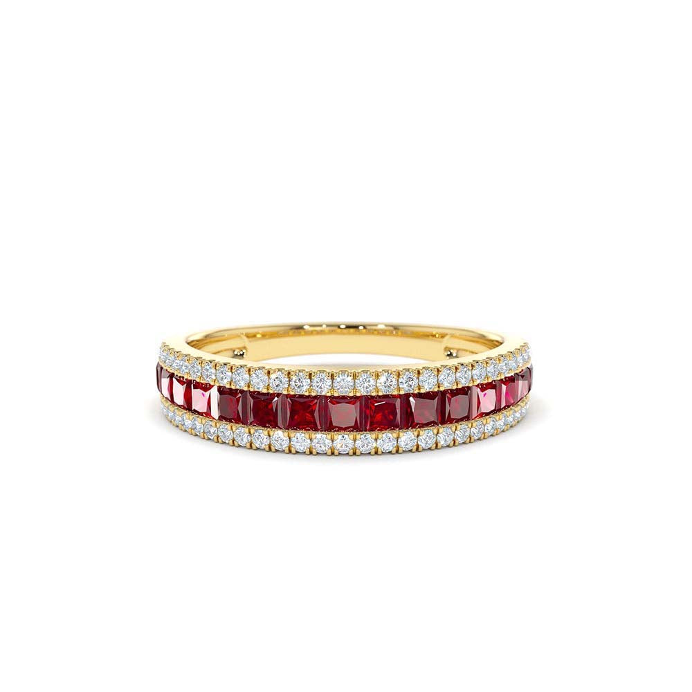 14K Half Eternity Square Ruby Anniversary Ring by Orlina Fine