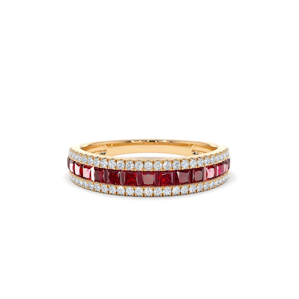 14K Half Eternity Square Ruby Anniversary Ring - view 3