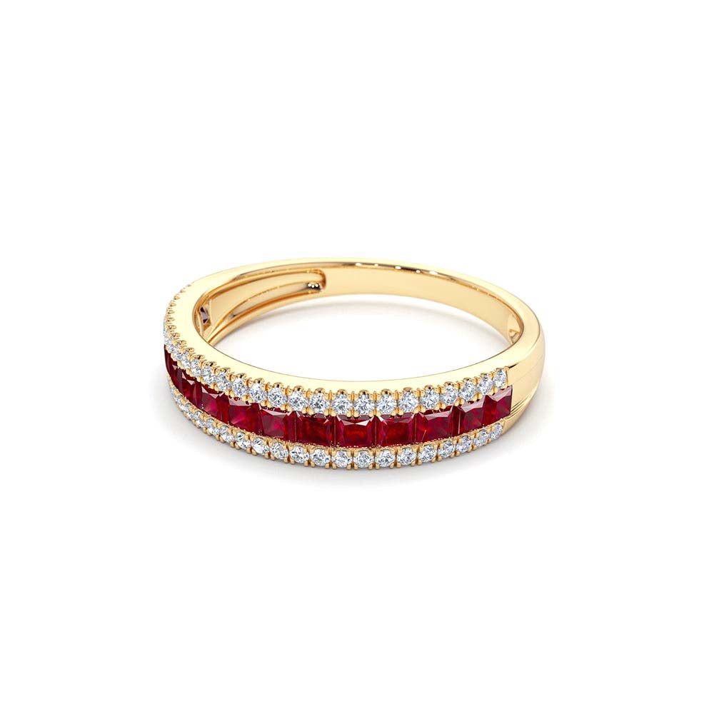 14K Half Eternity Square Ruby Anniversary Ring - view 4