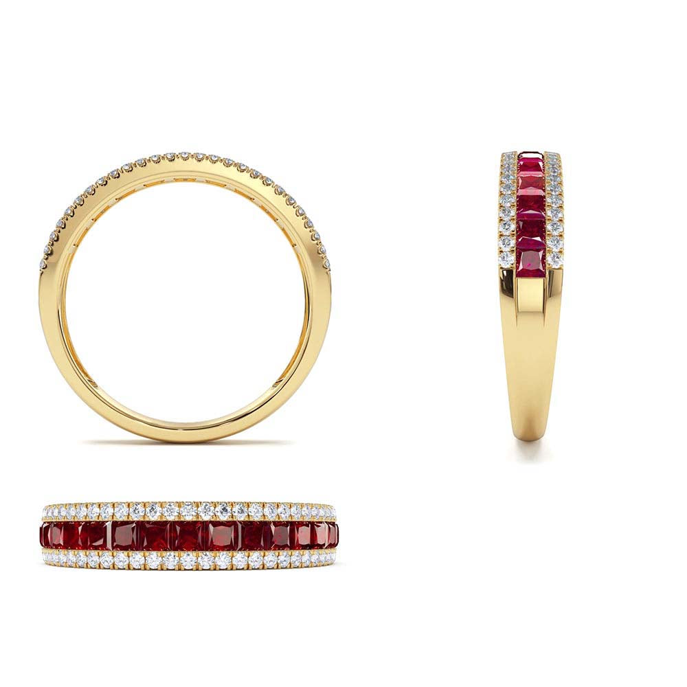 14K Half Eternity Square Ruby Anniversary Ring - view 5