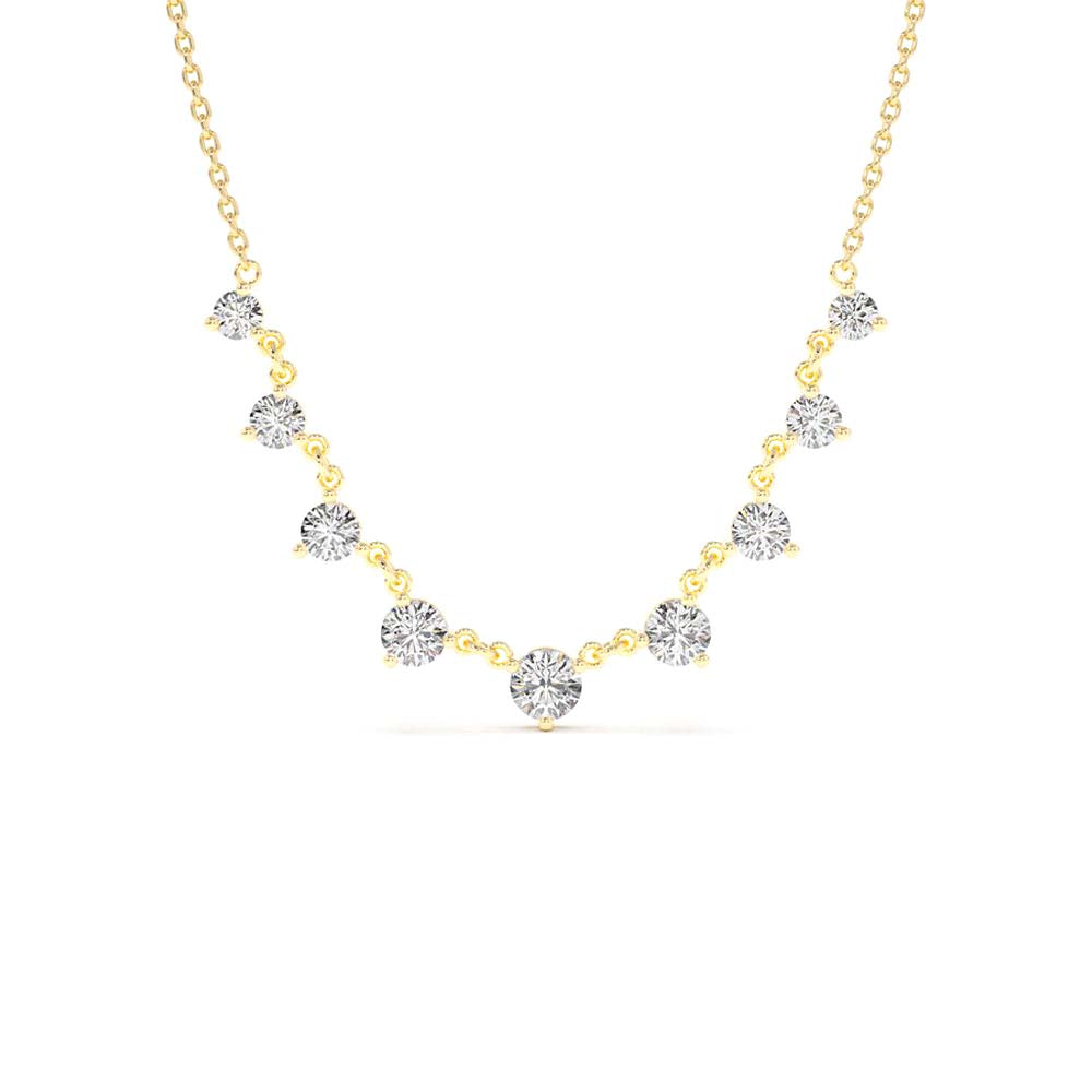 14K 1.05 CTW Solitaire Diamond Graduating Necklace by Orlina Fine