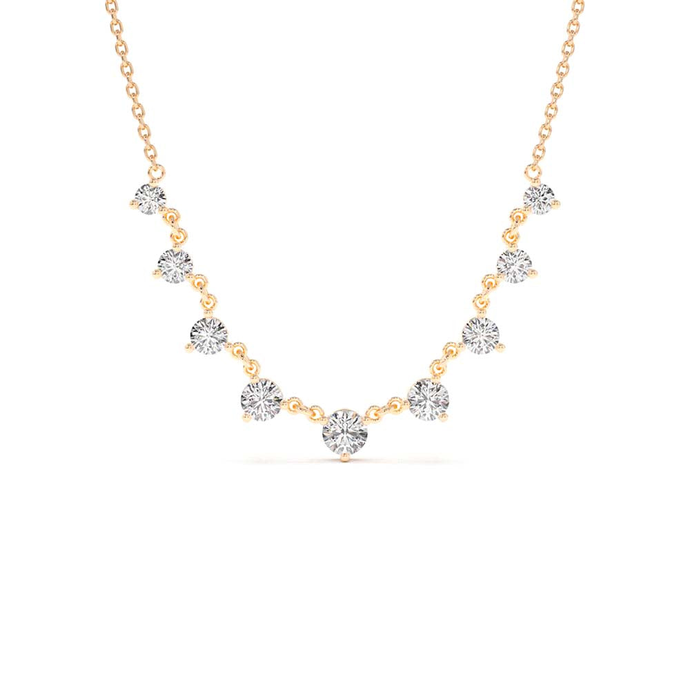 14K 1.05 CTW Solitaire Diamond Graduating Necklace - view 2