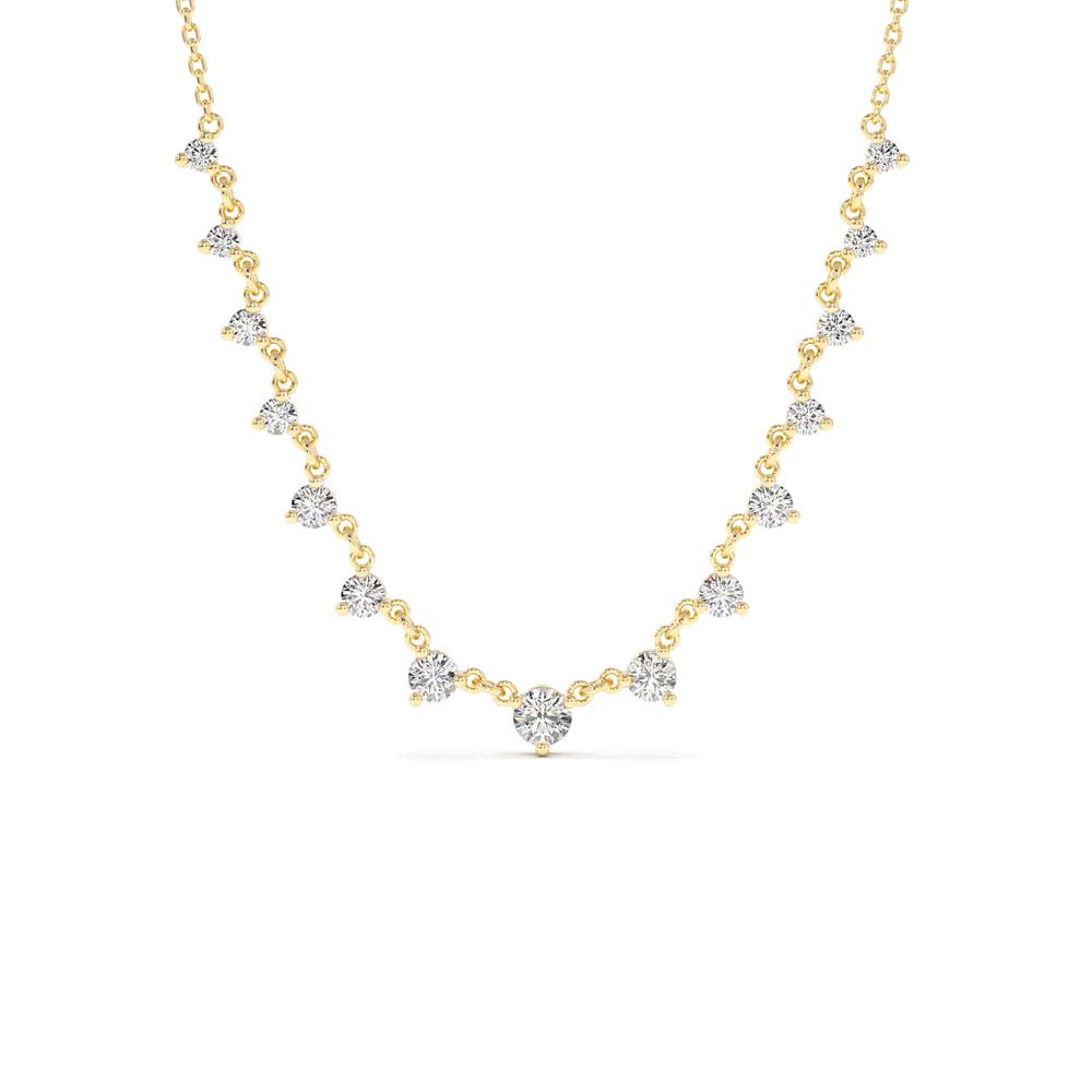 14K 0.85 CTW Solitaire Diamond Graduating Necklace by Orlina Fine