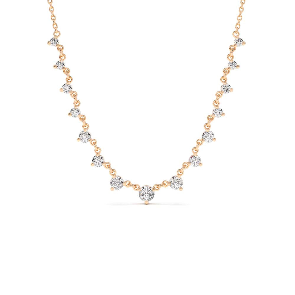 14K 0.85 CTW Solitaire Diamond Graduating Necklace - view 2