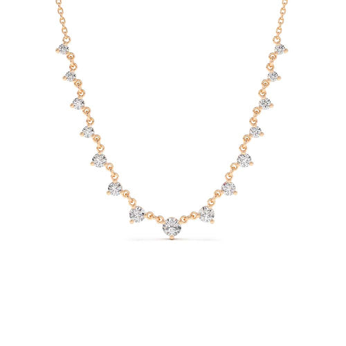 14K 0.85 CTW Solitaire Diamond Graduating Necklace - view 2