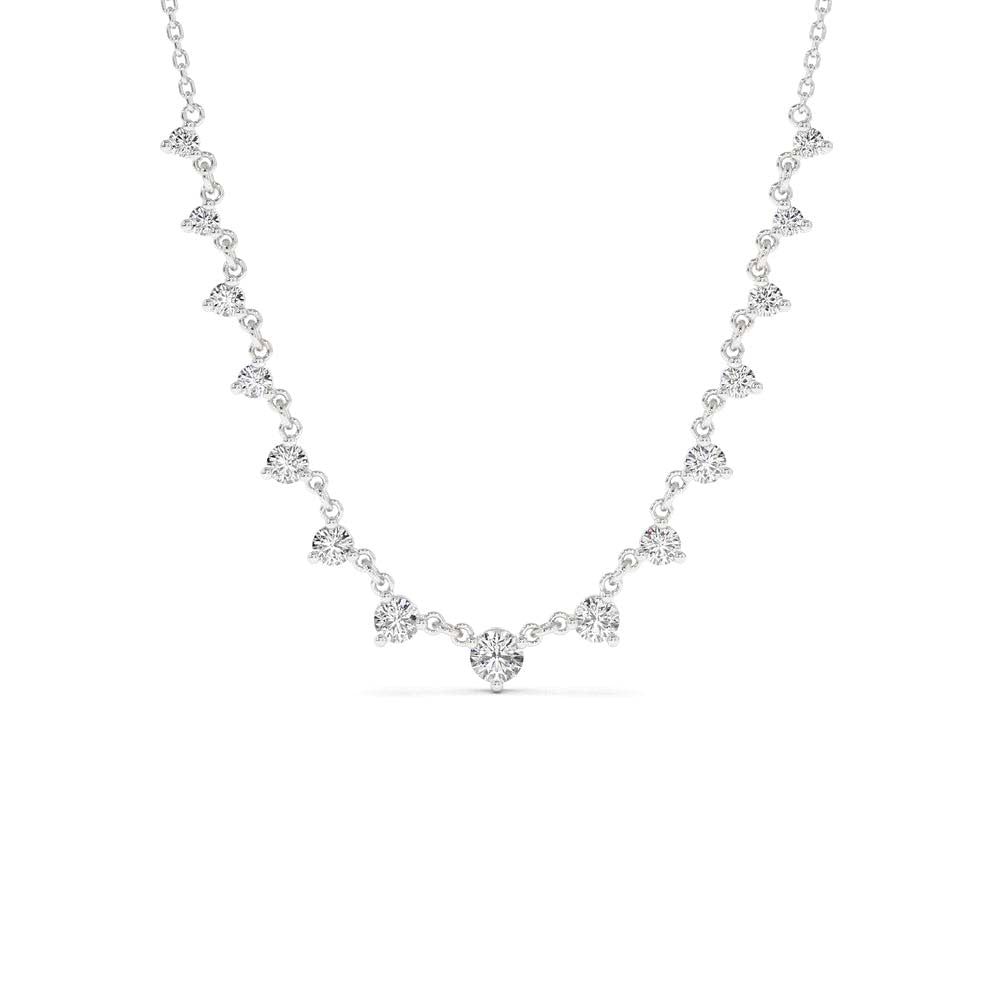 14K 0.85 CTW Solitaire Diamond Graduating Necklace - view 3