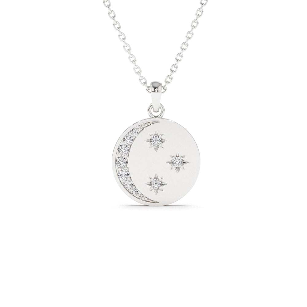 14K Diamond Moon and Crescent Pendant - view 2