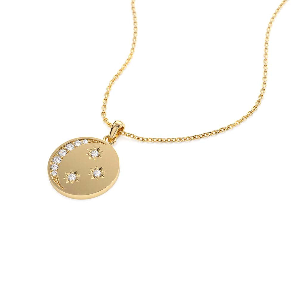 14K Diamond Moon and Crescent Pendant - view 4