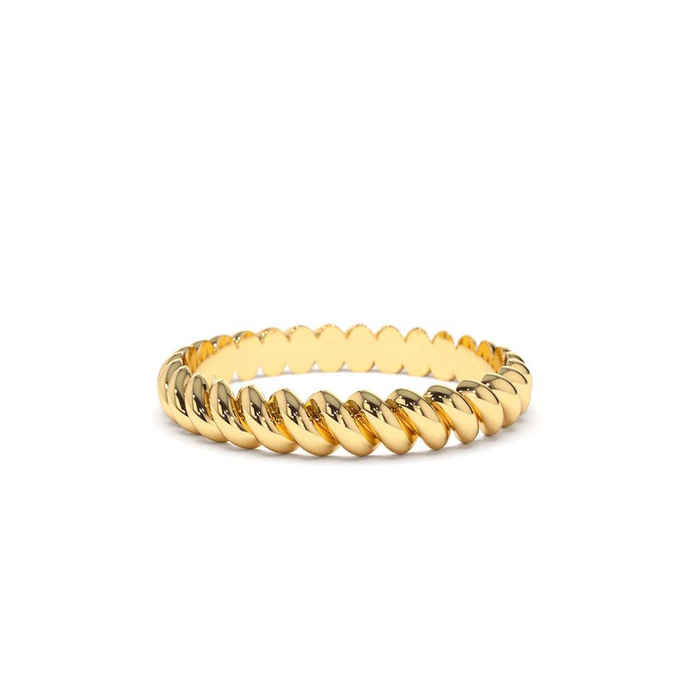 14K 3MM Twisted Rope Ring by Orlina Fine