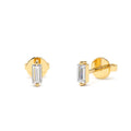 14K Mini Baguette Diamond Studs by Orlina Fine
