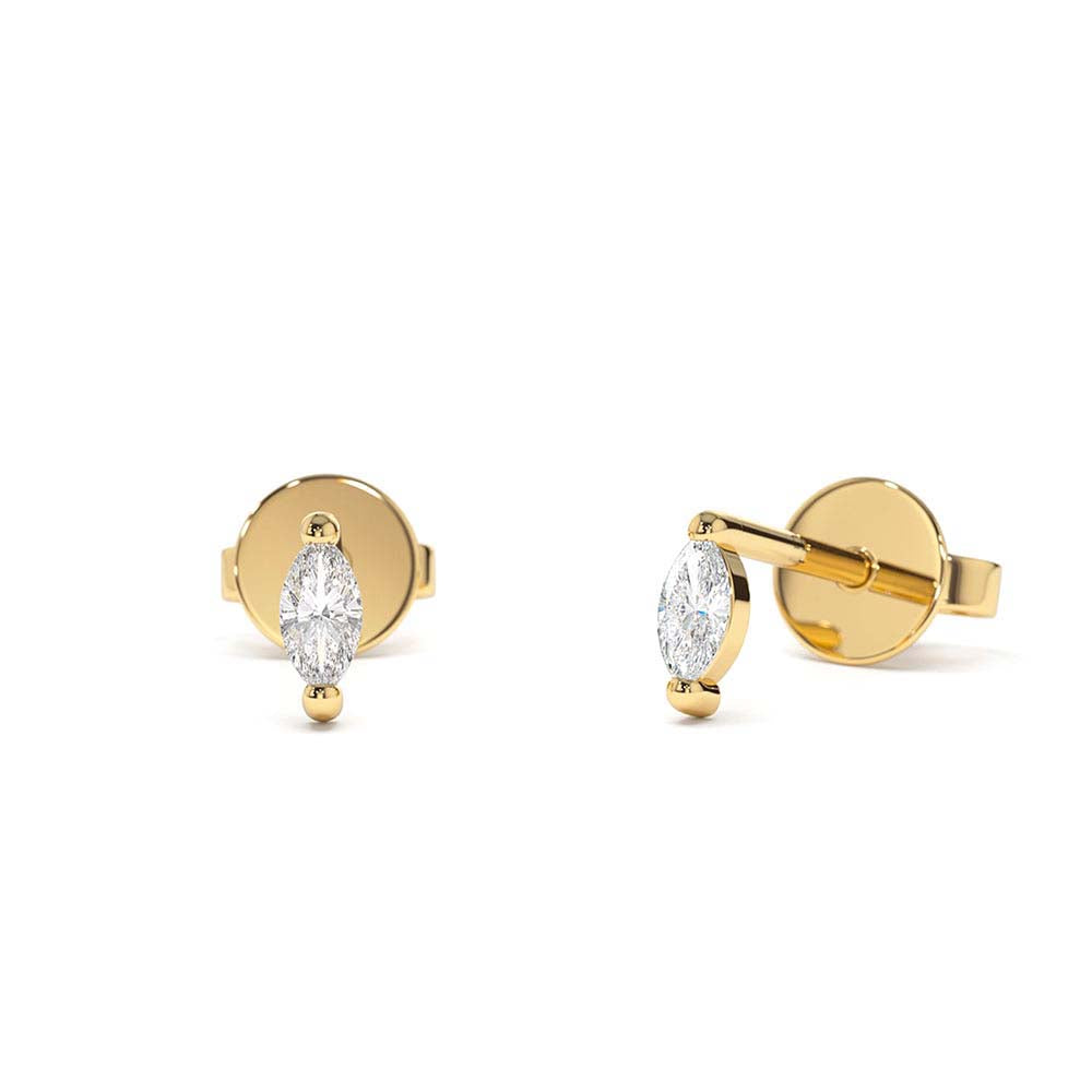 14K Mini Marquise Diamond Studs by Orlina Fine