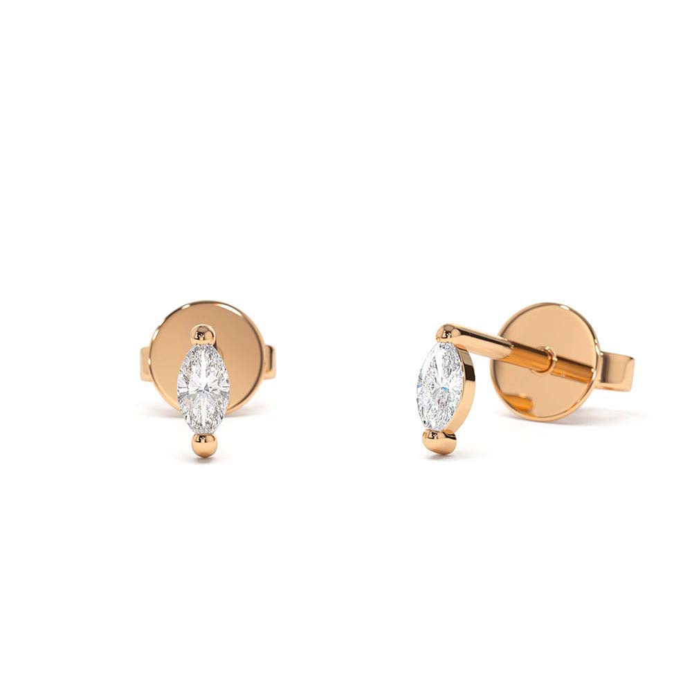 14K Mini Marquise Diamond Studs - view 2