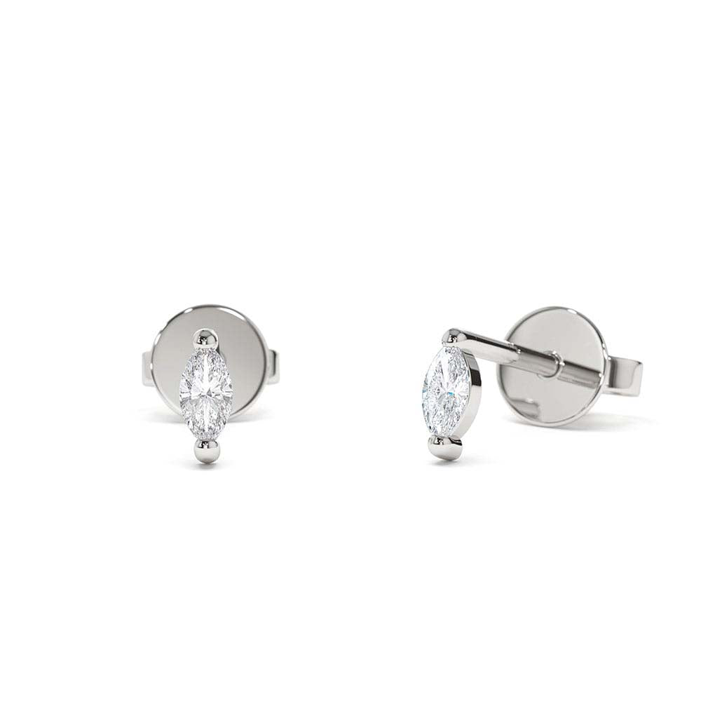 14K Mini Marquise Diamond Studs - view 3