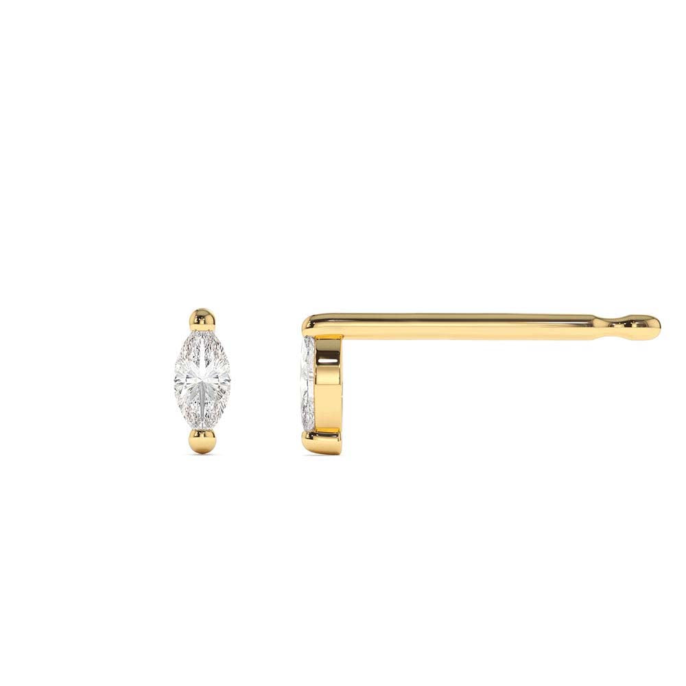 14K Mini Marquise Diamond Studs - view 4