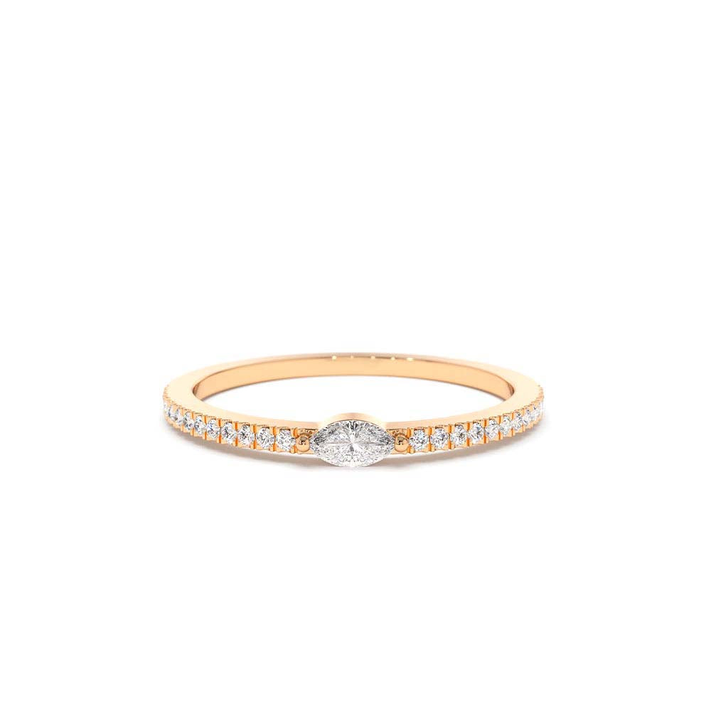 14K Stackable Marquise Pave Diamond Ring - view 2