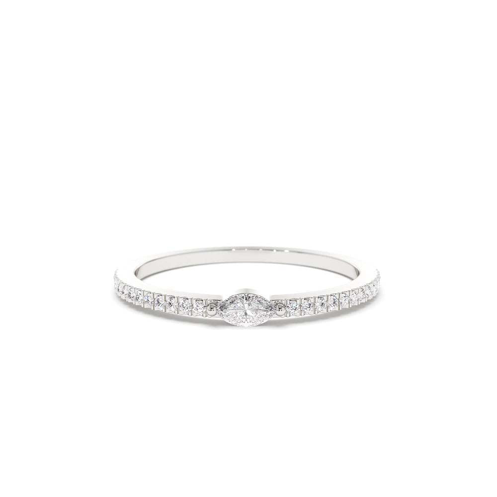 14K Stackable Marquise Pave Diamond Ring - view 3