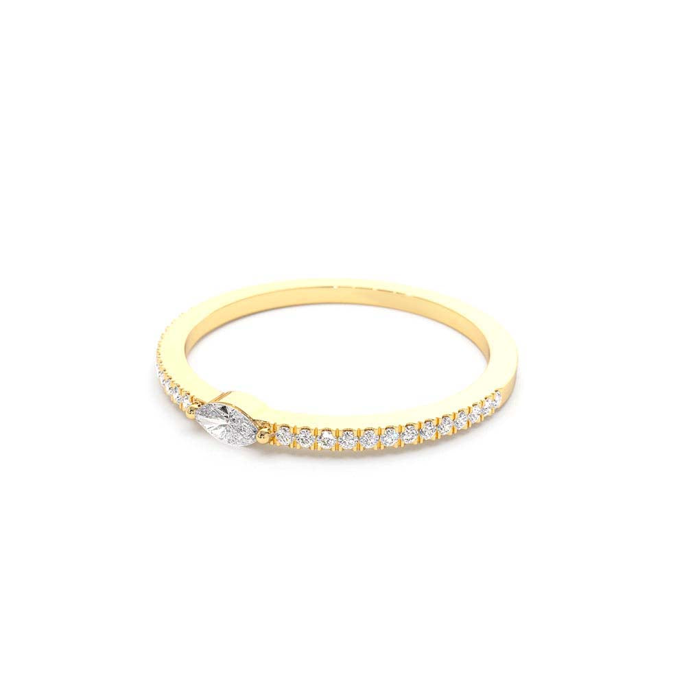 14K Stackable Marquise Pave Diamond Ring - view 4