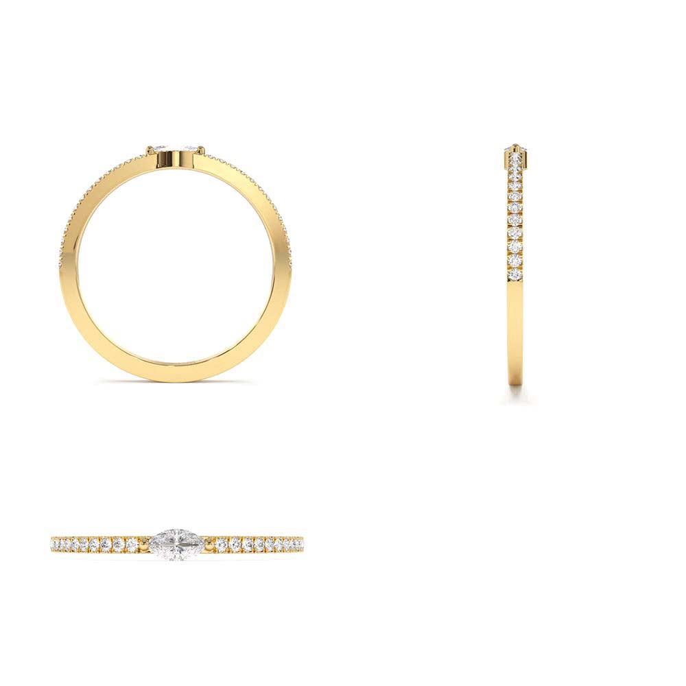 14K Stackable Marquise Pave Diamond Ring - view 5