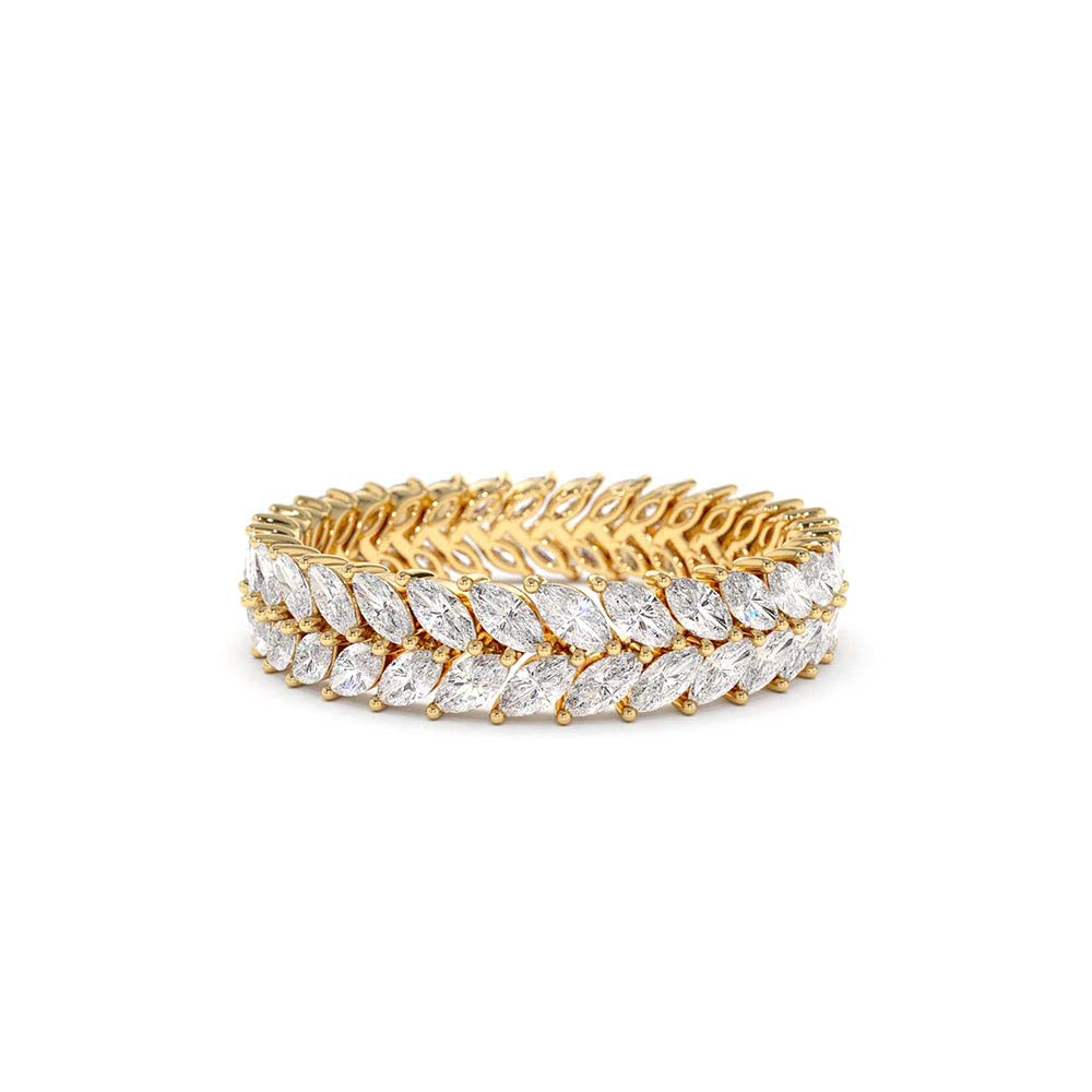 14K Gold Double Row Marquise Diamond Anniversary Ring by Orlina Fine