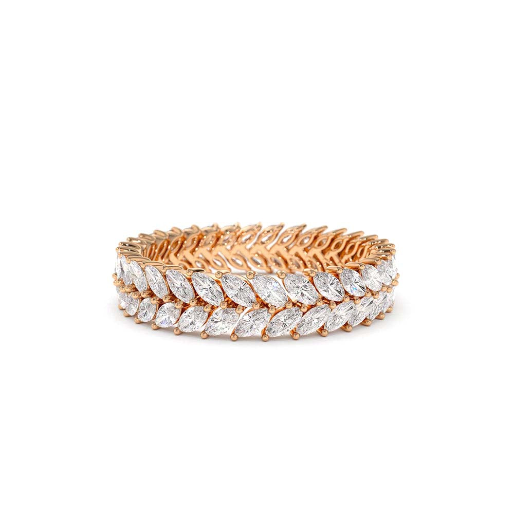 14K Gold Double Row Marquise Diamond Anniversary Ring - view 2