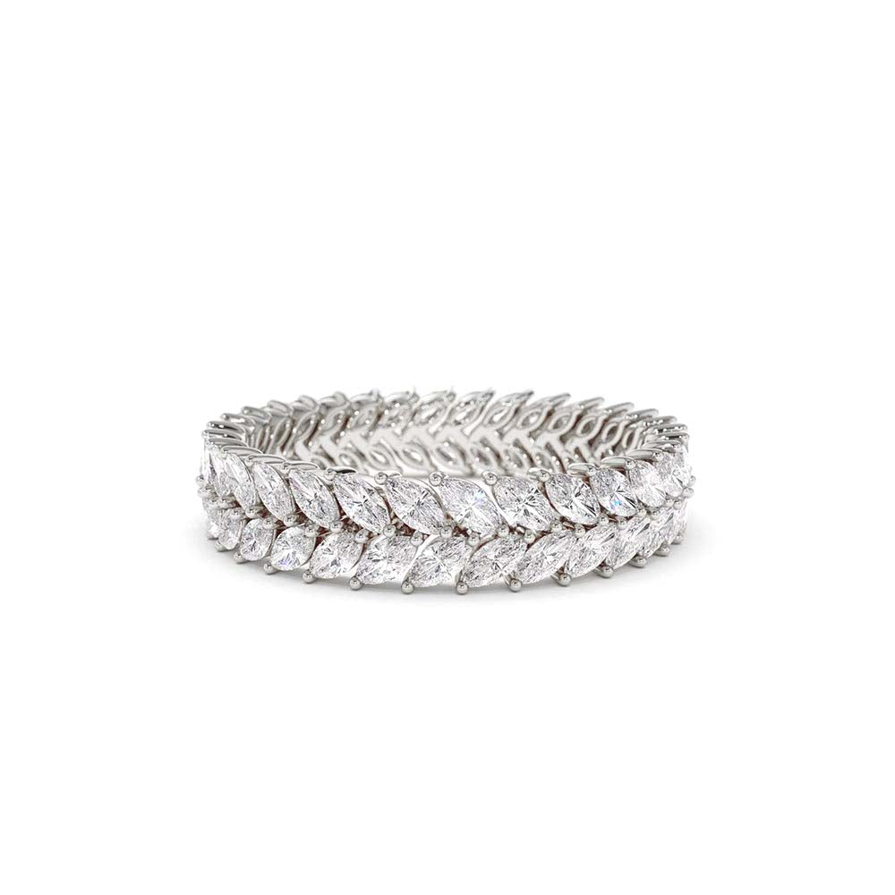 14K Gold Double Row Marquise Diamond Anniversary Ring - view 3