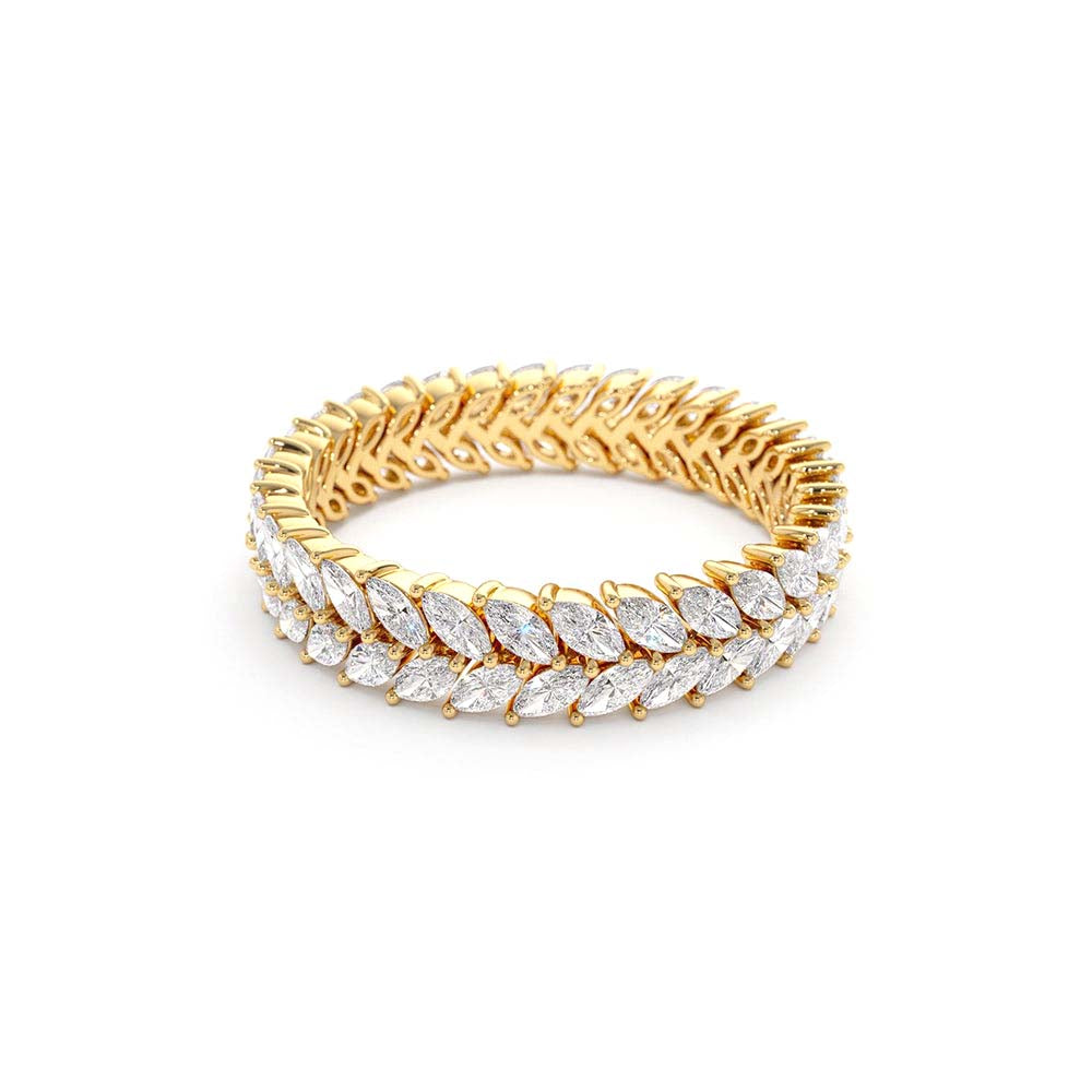 14K Gold Double Row Marquise Diamond Anniversary Ring - view 4