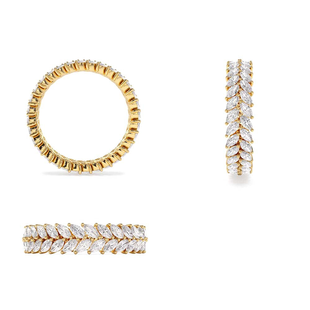 14K Gold Double Row Marquise Diamond Anniversary Ring - view 5