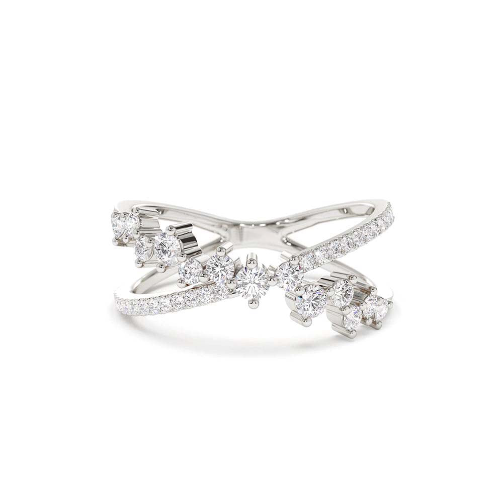 14K Gold Criss Cross Diamond Cluster Ring - view 3