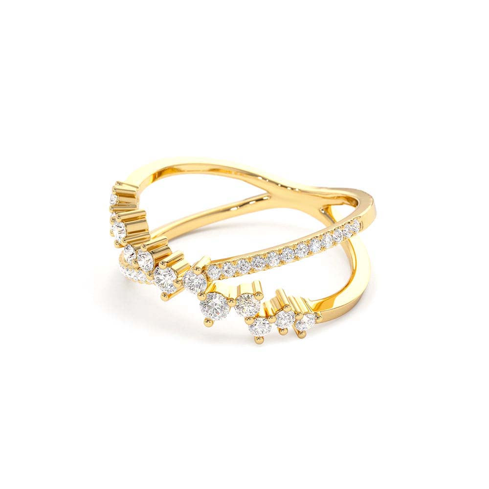14K Gold Criss Cross Diamond Cluster Ring - view 4