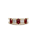 14K Baguette & Round Diamond with Genuine Ruby Ring by Orlina Fine