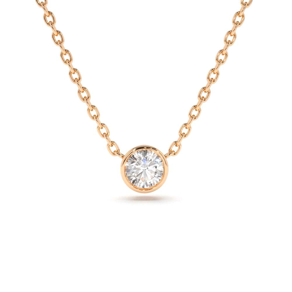 0.50 - 1.00 ctw 14k Bezel Setting Round Diamond Lab Grown Solitaire Necklace - view 6