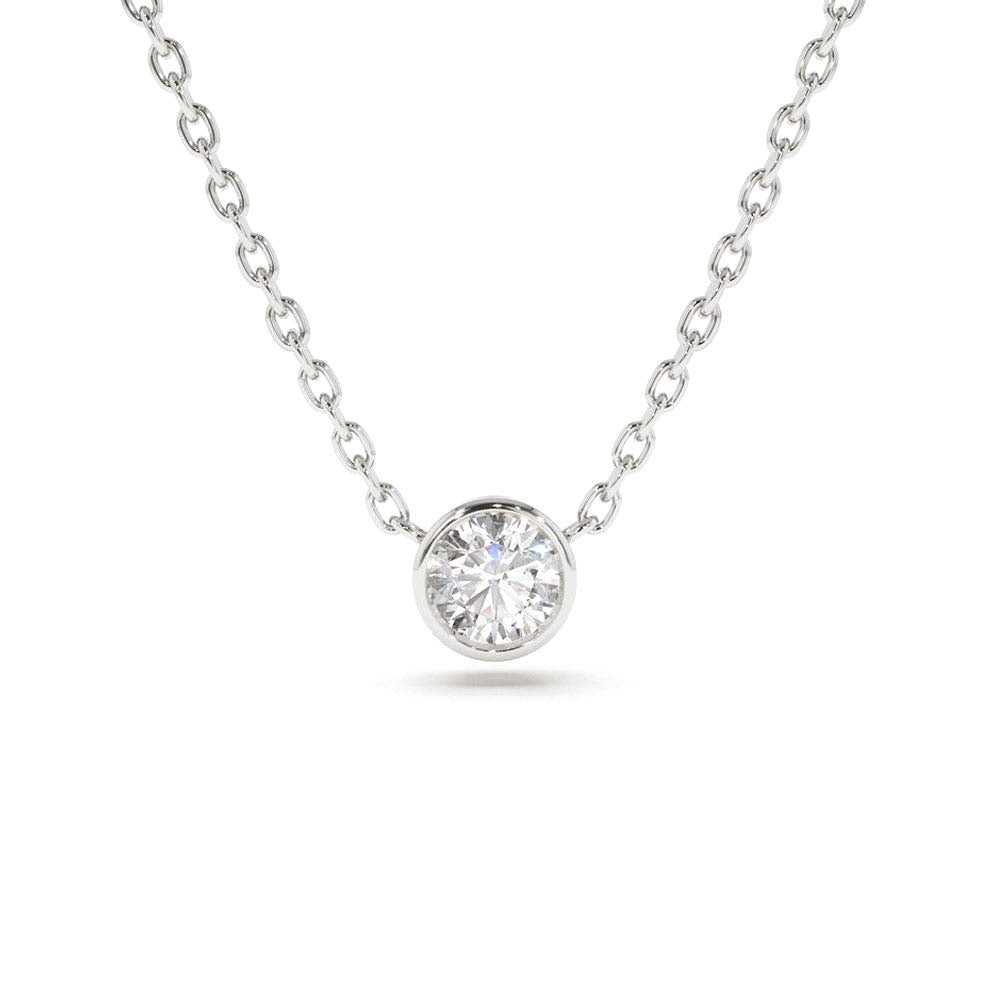 0.50 - 1.00 ctw 14k Bezel Setting Round Diamond Lab Grown Solitaire Necklace - view 7