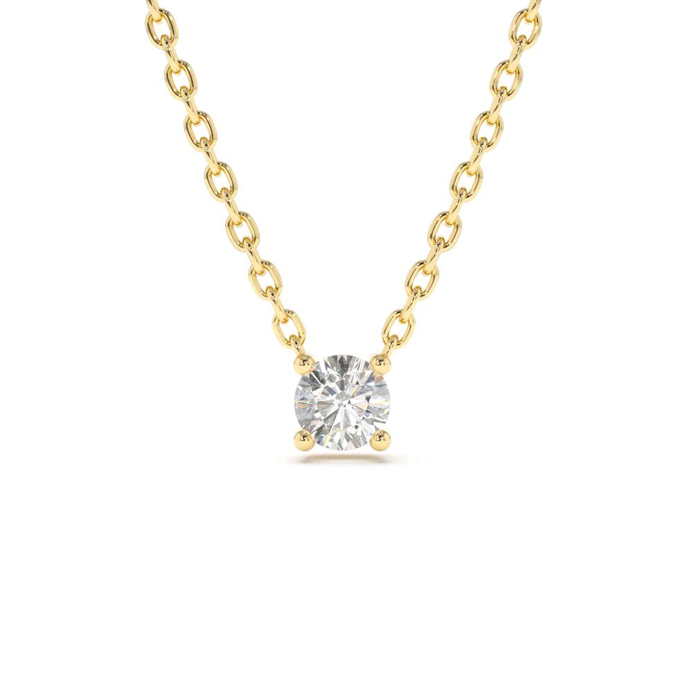0.50 - 1.00 ctw 14k Four Prong Round Diamond Lab Grown Solitaire Necklace - view 2