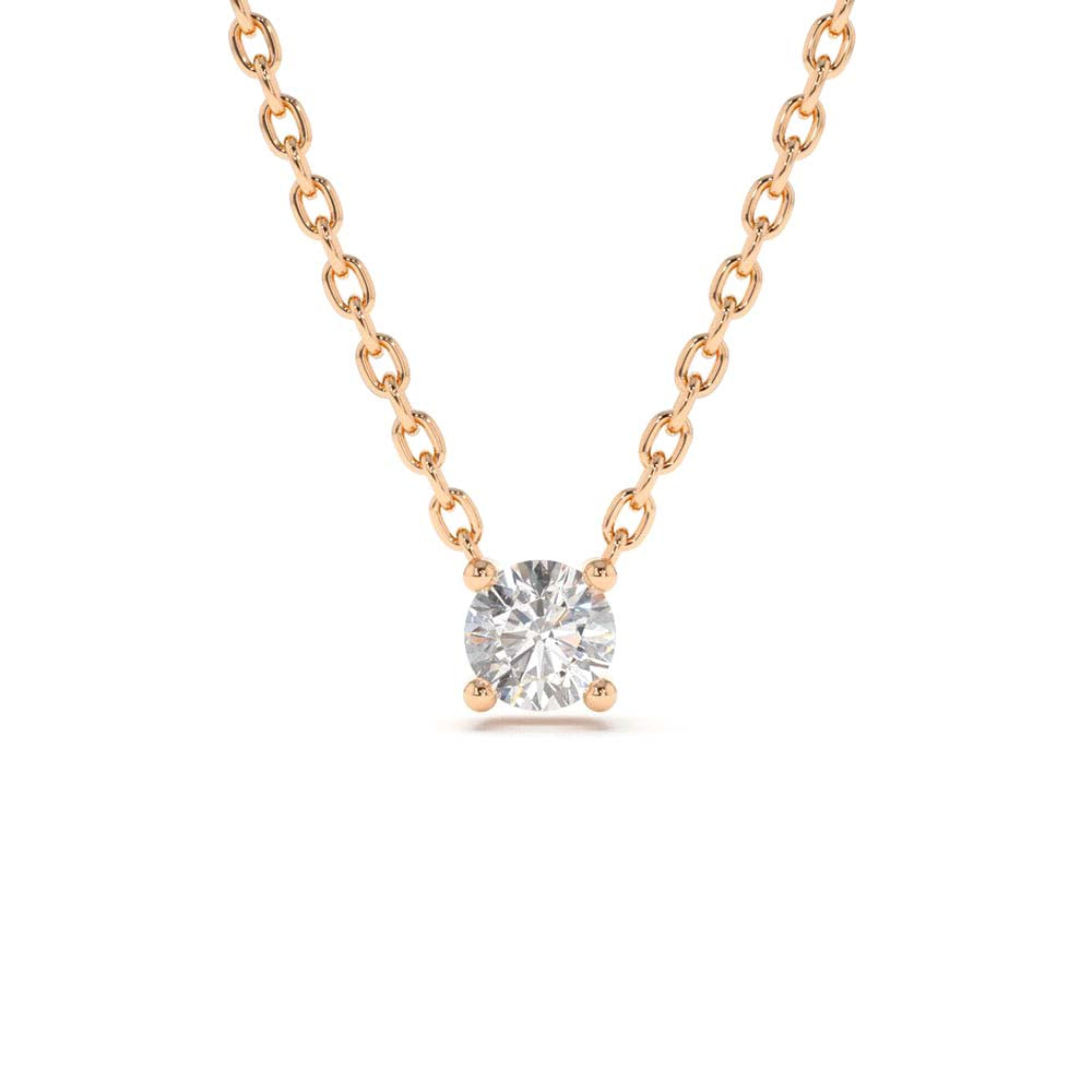 14K Gold Prong Setting Diamond Solitaire Necklace - view 3