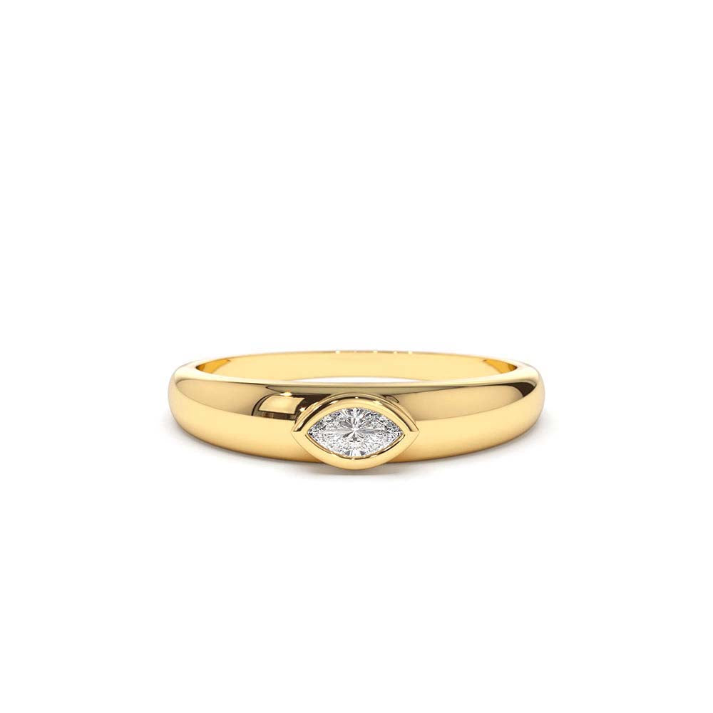 14K Dome Bezel Setting Marquise Diamond Solitaire Ring by Orlina Fine