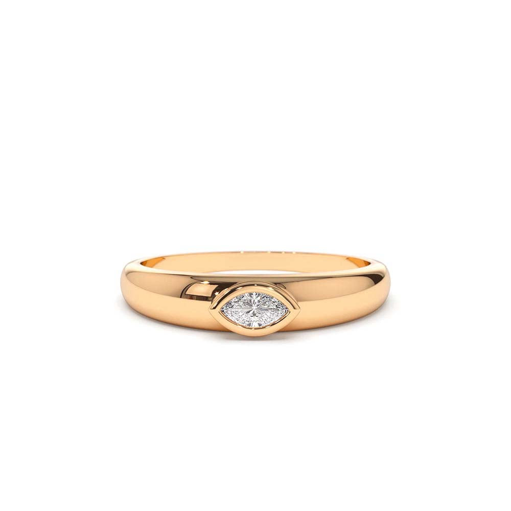 14K Dome Bezel Setting Marquise Diamond Solitaire Ring - view 2
