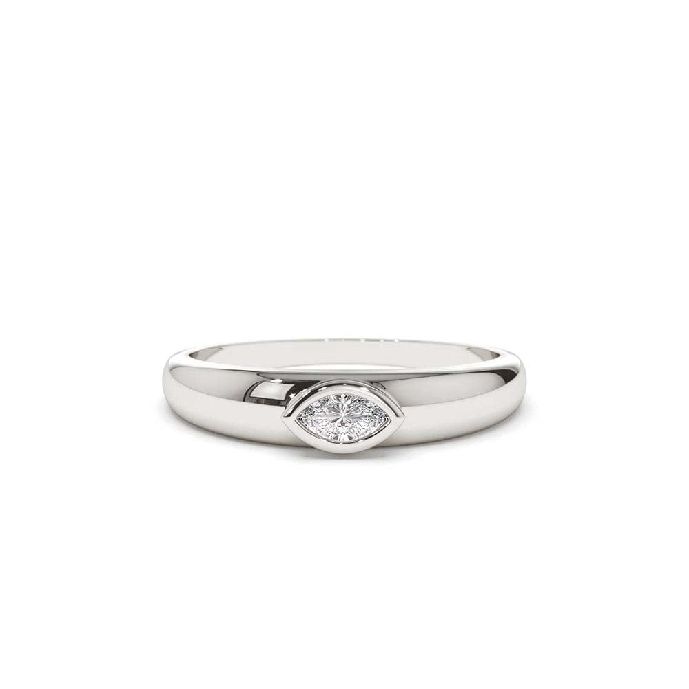 14K Dome Bezel Setting Marquise Diamond Solitaire Ring - view 3