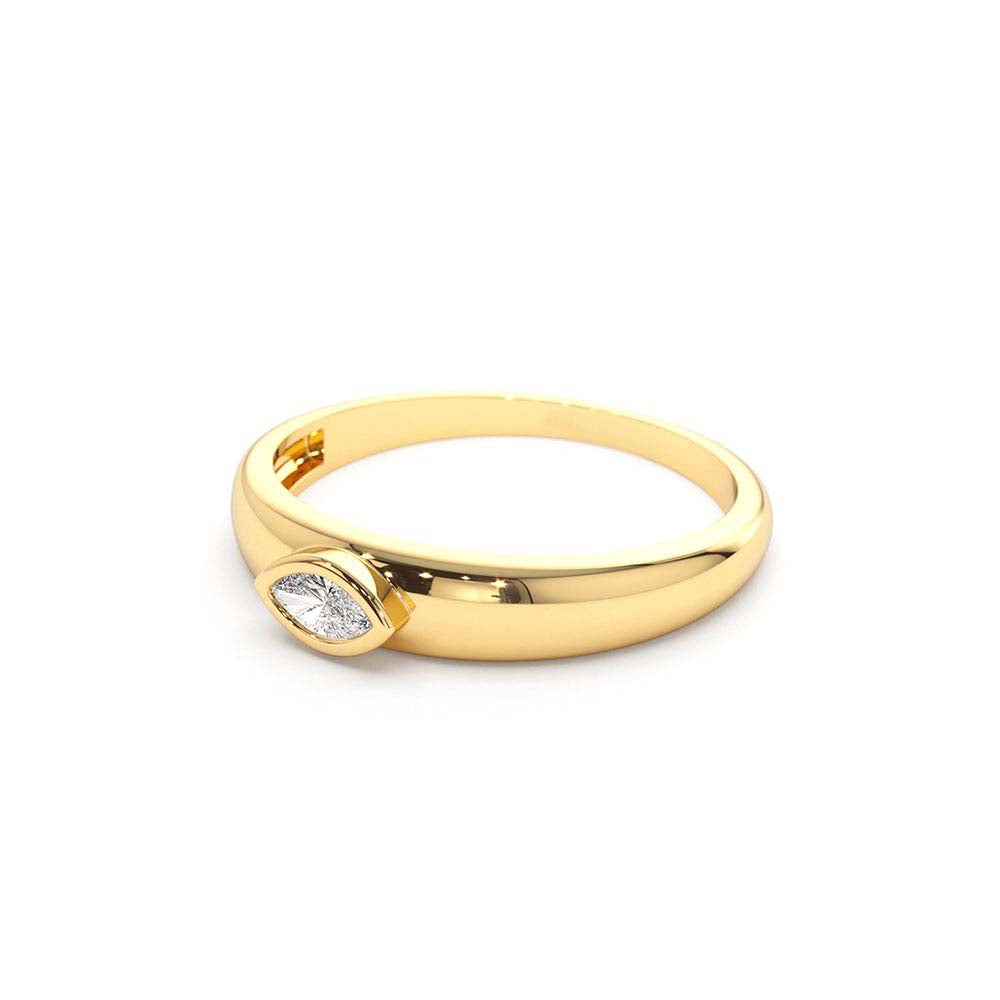 14K Dome Bezel Setting Marquise Diamond Solitaire Ring - view 4