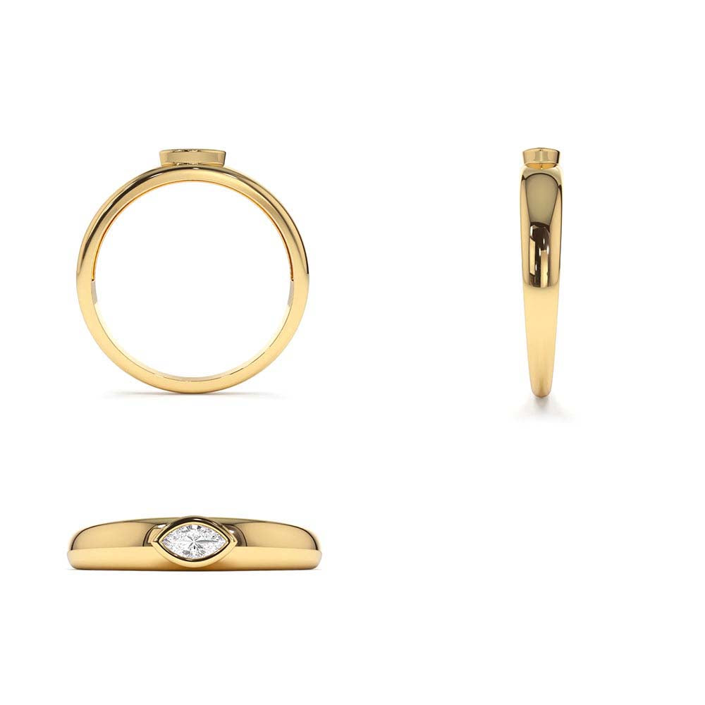 14K Dome Bezel Setting Marquise Diamond Solitaire Ring - view 5