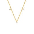 14K 2MM Bead Necklace with Dangling Bezel Setting Diamonds by Orlina Fine