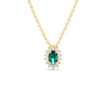 14K Emerald Necklace with Halo Diamonds by Orlina Fine