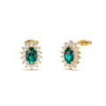 14K Emerald Earrings with Halo Diamonds by Orlina Fine