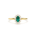 14K Emerald Ring with Halo Diamonds by Orlina Fine