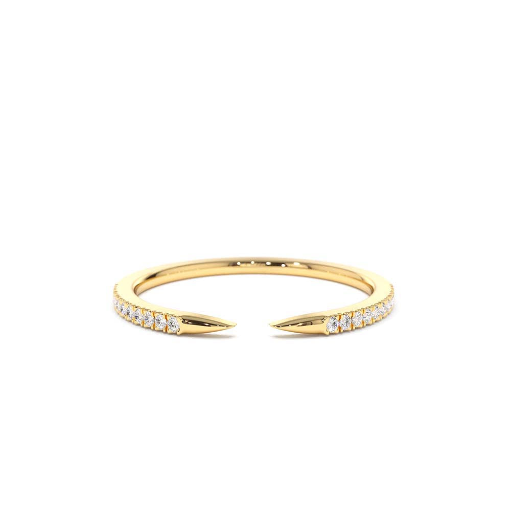 14K Pave Diamond Open Cuff Claw Diamond Ring by Orlina Fine