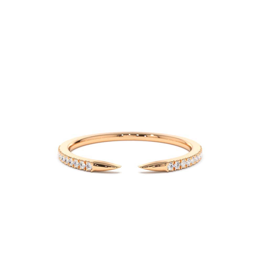 14K Pave Diamond Open Cuff Claw Diamond Ring - view 2