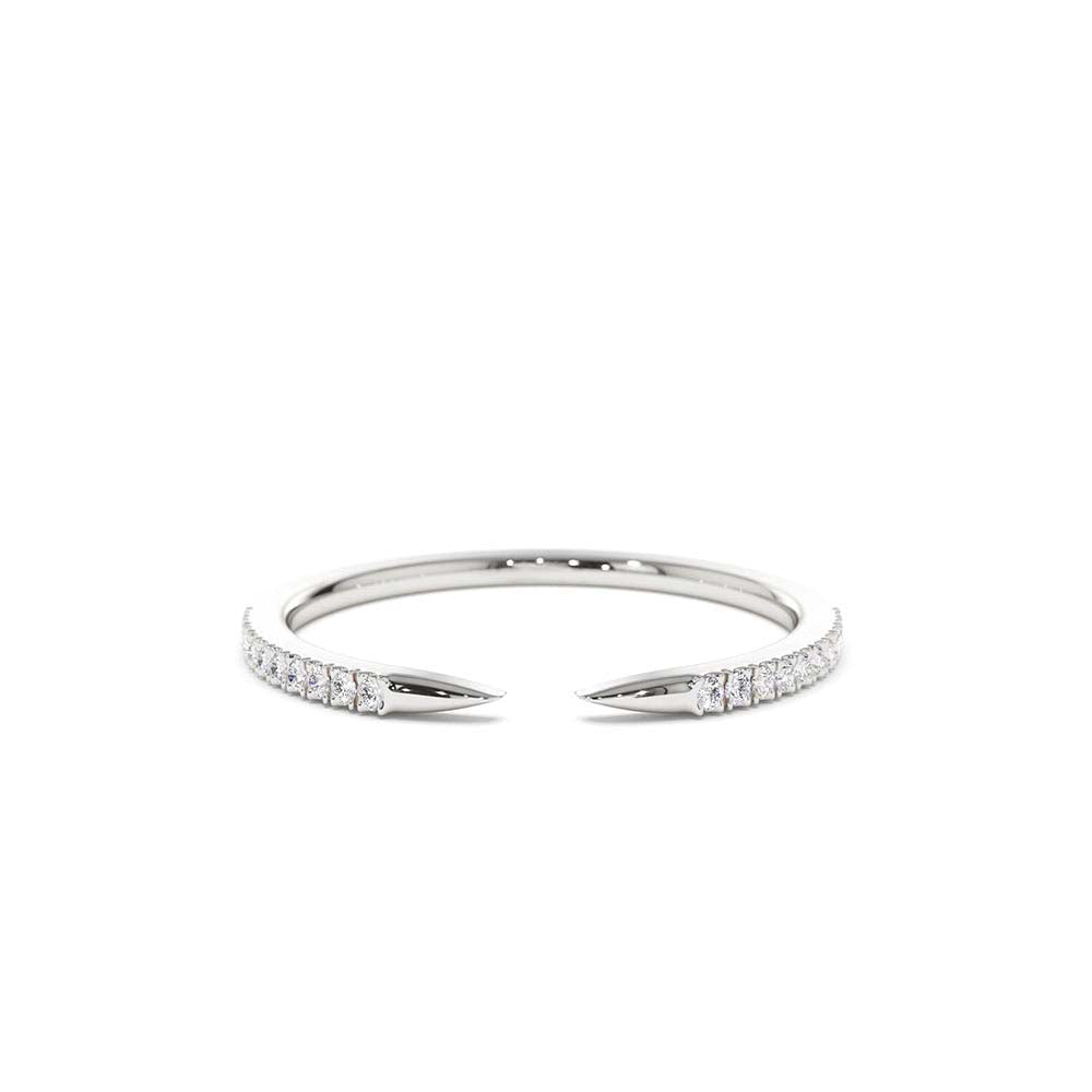 14K Pave Diamond Open Cuff Claw Diamond Ring - view 3