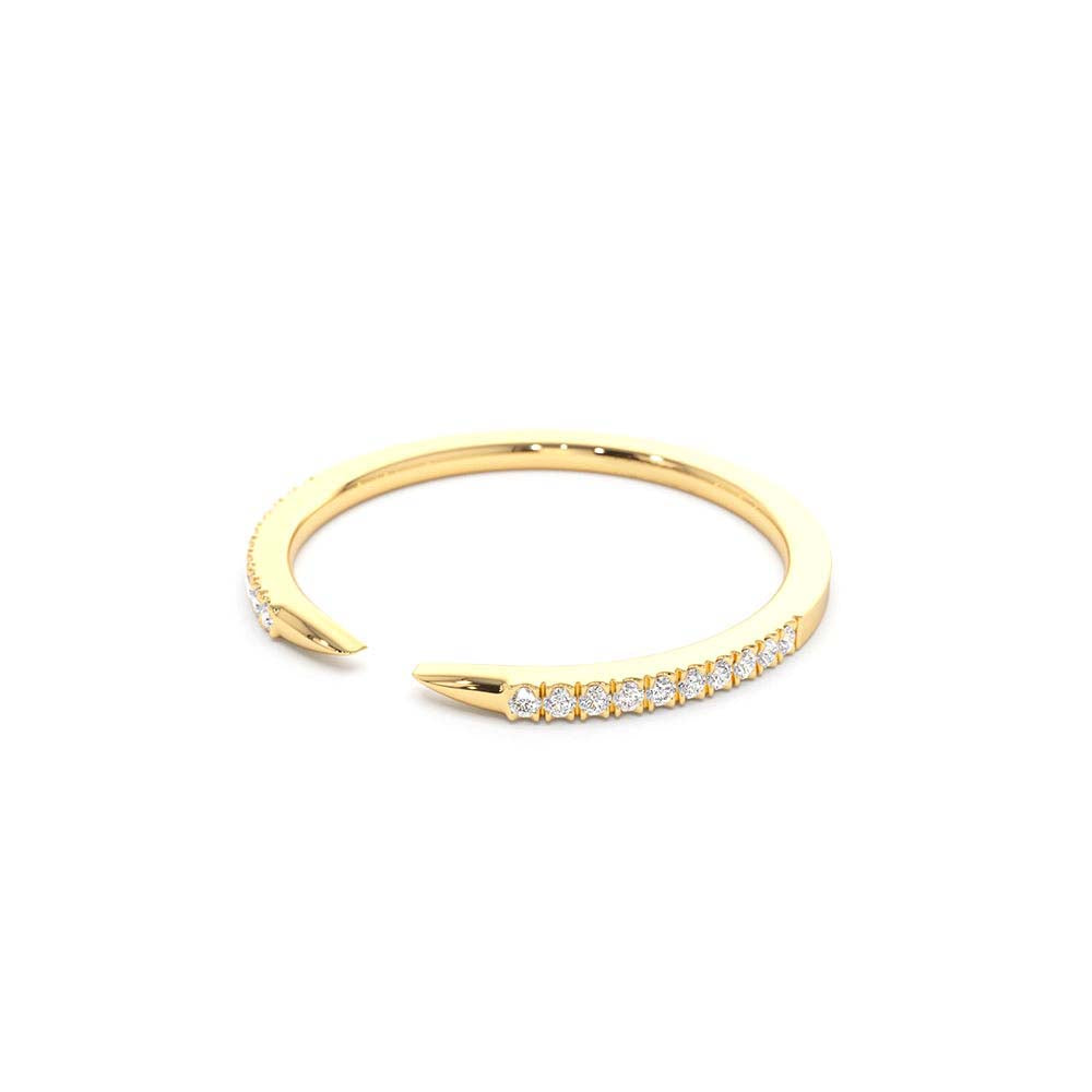 14K Pave Diamond Open Cuff Claw Diamond Ring - view 4