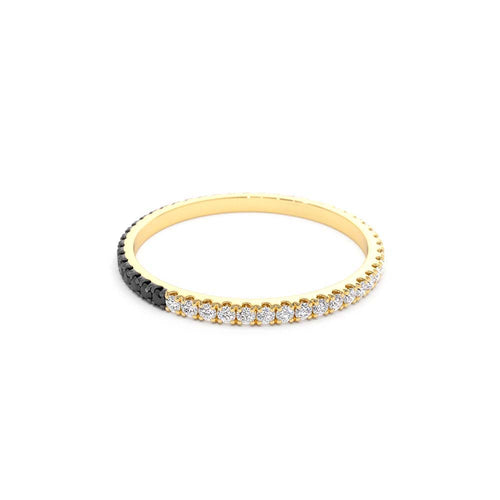 14K Black & White Diamond Micro Pave Eternity Band - view 2