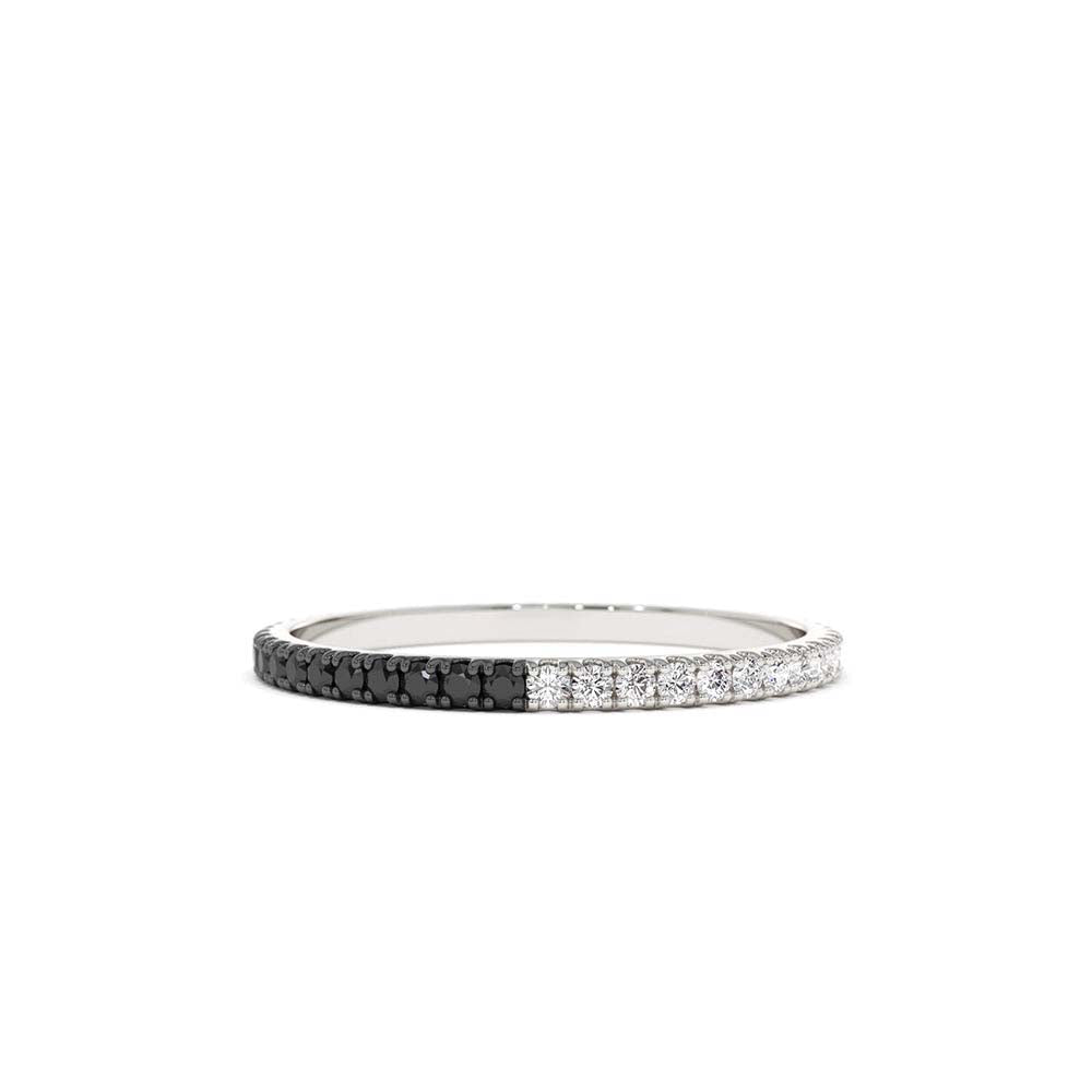 14K Black & White Diamond Micro Pave Eternity Band - view 3
