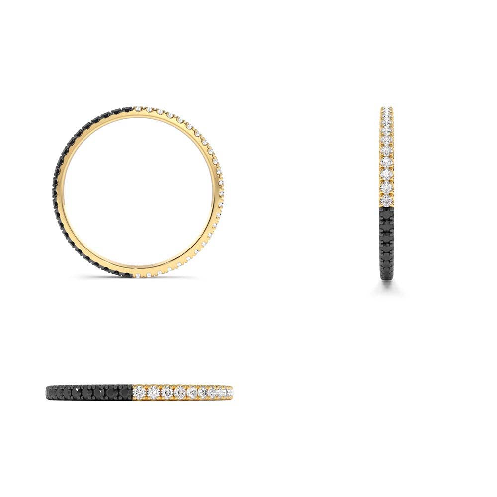 14K Black & White Diamond Micro Pave Eternity Band - view 5